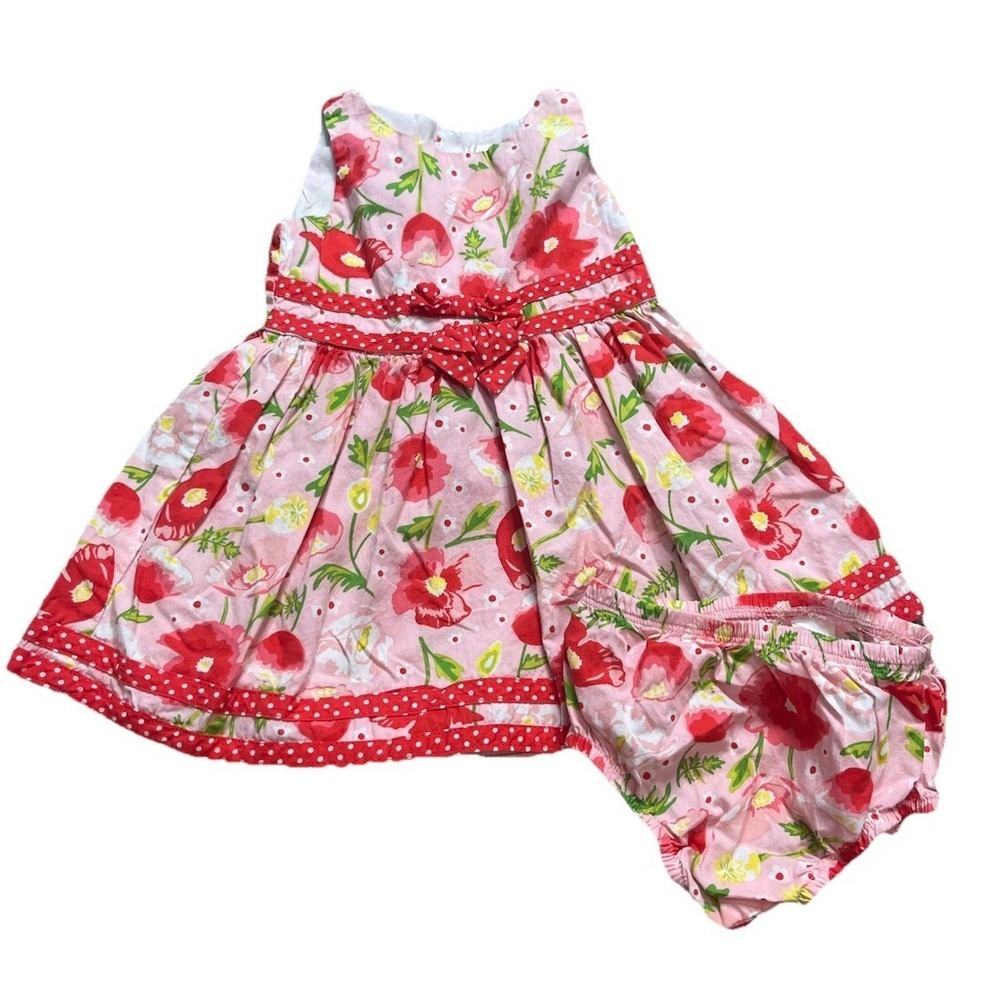 Nannette Baby Girl Dress Floral Pink Two Piece Sz 6-9 Months